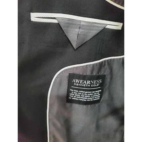 Awearness Kenneth Cole Solid Blue Wool Single Breasted Two Buttons Blazer 54L - Picture 10 of 12